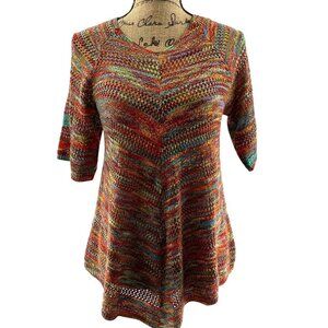 Faded Glory Crocheted Mutli color sheer top Size Small